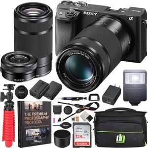 Sony a6400 4K Mirrorless Camera + 16-50mm & 55-210mm 2 Lens Kit ILCE-6400L/B Black | Official Sony USA Partner Model | Bundle with Deco Gear Photography Case & Accessories + Extra Battery