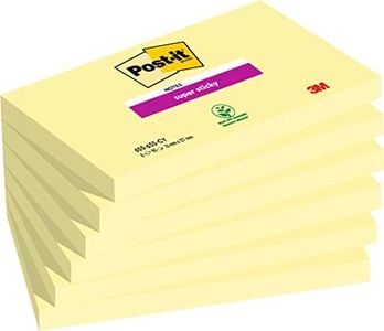 Post-it Super Sticky Notes, Jaune Canari, Pack de 6, 90 Feuilles par Bloc, 76 mm x 127 mm, Jaune Couleur - Super Adhésives pour Prise de Notes, Listes de Tâches et Rappels