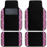 NBTEPEM Pink Bling Car Floor Mats Full Set, Universal Fit Most Cars,SUV, Trucks, 4 pcs Sparkle Glitter Diamond Carpet for Women Girls with Anti-Slip Pad (Pink Diamond)