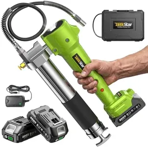 TaskStar Grease Gun Battery Powered: Built for Farmers, Mechanics & Truckers, Electric Grease Gun Kit with 2 Batteries and Charger, 39.4" Hose & LED Light for Tractors, Trailers, and Heavy Equipment