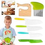 FANTICDE -Mini Chef Knife Set for Kids 8PCS Kids Cooking Sets Real-Toddler Safe Knives Set for Real Cooking with Plastic Toddler Safe Knives Crinkle Cutter