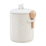 Mud Pie Textured Coffee Set, canister 7 3/4" x 4 1/2" dia, WHITE