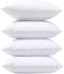 SYSN Cushion Inner Pads (Pack of 4) White Bounce Back 18x18 Cushion Inserts (45x45 cm) - Hollow Virgin Fiber Fillers For Decorative Scatters in Bed Sofa Outdoor with Stuffing