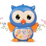 Wembley Owl Baby Musical Toys with Music LED Lights Animal Sounds Toddlers Interactive Learning Early Educational Development Infant Crawling Toys for 12 Months+ Boys Girls Birthday Gifts - Blue