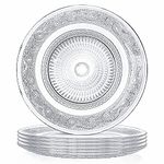 RAGYULA 7 Inch Serving Plate for Snacks | Starter Plate for Serving | Designer Starter Glass Plate for Serving -Set of 6