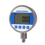 MEASUREMAN 4" dial, High Precision Hydraulic Industrial Digital Pressure Gauge 0-10000psi/bar, 1/4" NPT Lower, Stainless Steel Case and Connection, 0.4%,Battery and Micro USB Powered, with LED Light