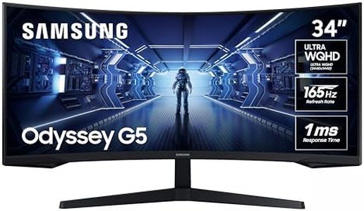 Sasmung 34 Inch Odyssey G55T WQHD Curved Gaming Monitor| 3|440x1440| 165Hz| 1ms| AMD FreeSync Premium| HDMI 2.0| DP 1.4|