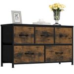 YITAHOME Chest of Drawer with 5 Drawers for Bedroom Fabric Dresser Storage Drawers With Handles Metal Frame for Living Room, Hallway, Nursery, Rustic Brown