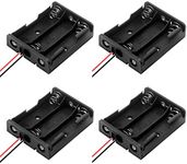 4-Pieces Black Plastic 3 x1.5V(4.5V) AA Battery Holder Case AA Battery Storage Box Battery Holder Case Box with Wire