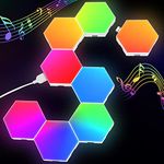 Kimimara Hexagon Lights Gaming - 8 Pack RGB Led Hex Light Panels Hexagon Smart Wall Lights Sync to Music for Room Bar Decor Gaming Setup