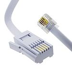 ASNQ BT Telephone to RJ11 Cable Long 2m - BT cable 4 Pin Wire 6P4C ADSL Modem Phone Plug Male Broadband Cable, Extension Lead for Landline, Modem, Fax, Dial-up White