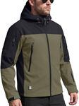 FREE SOLDIER Men's Outdoor Waterproof Soft Shell Hooded Military Tactical Jacket (Green Black XXX-Large/US)