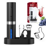 CIRCLE JOY 5-in-1 Electric Wine Opener Set Rechargeable Wine Corkscrew Bottle Opener with Charging Station, Foil Cutter, LED Indicator, Aerator Pourer and Vacuum Stopper