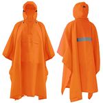 ElifeAcc Waterproof Poncho Adult Rain Poncho with Hood Lightweight & Reusable Windproof Buckles Multifunctional Cape for Outdoor Activities (Lightweight-Orange)