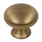 10 Pack - Cosmas 4950BAB Brushed Antique Brass Cabinet Hardware Round Mushroom Knob - 1-1/4" Diameter