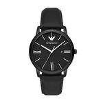 Emporio Armani Leather Analog Black Dial Men Watch-Ar11573, Black Band