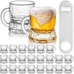 INFTYLE Beer Mug Set of 24, Shot Glasses 1 oz Steins Beer Glass Mason Clear Mugs Small Juice Cups Tasting Glasses for Drinking Beer Festival (Glass, 24 pack-1oz)