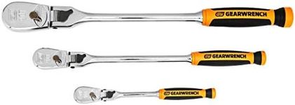 GEARWRENCH 1/4-inch, 3/8-inch and 1/2-inch Drive 90 Tooth Dual Material Locking Flex Head Ratchet 3-Pieces Set, Multi, One Size, 81298T