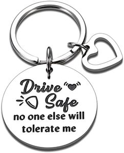 Drive Safe Gifts for Men To My Man Keychain Anniversary Gifts for Him Husband Gifts from Wife Birthday Gifts for Boyfriend Groom Fiance Lover Engagement Wedding Present Jewelry Key Ring Valentines, Silver, Small