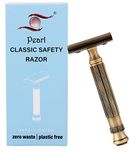 Pearl Shaving Double Edge Safety Razor L-55 (chrome) | Classic & Traditional Safety Razor For Men | Long Lasting Brass Metal| Diwali gift option