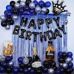 Blue and Black Happy Birthday Decor