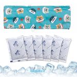 KUDES Dog Cooling Bandana Collar with Recyclable Ice Packs, Pet Dog Adjustable Ice Chill Out Collar Scarf Neck Cooler Wrap for Cat Small Medium Large Dogs Summer (Blue Dogs, Large)