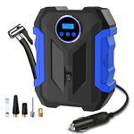 CaRSun Digital Tyre Inflator Portable Air Compressor,150 PSI 12V Air Pump Tyre Inflation With Tyre Pressure Gauge And LED Light Blue