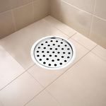 Lipka 304 Grade Stainless Steel Round Shaped Classic Floor Water Drain with Cockroach Trap/Jali and Plain Holes, Grating Trap Drain Cover for Rust-Free, Corrosion-Resistant, Durable (Silver, 4" X 4")