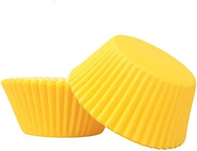 100P Yellow Small Paper Cupcake Cases Baking Cups,Greaseproof Cupcake Cases for Baking,Mini Muffin Wrappers Cases Muffin Cups Cupcake Liner Bulk,Paper Baking Cases for Cupcakes,Wedding,Birthday Party