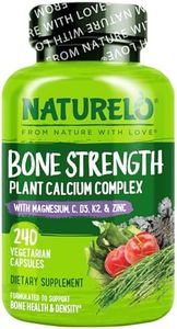 NATURELO Calcium Supplement - with Vitamin C, Vitamin D3, K2, and Calcium Magnesium Zinc for Bone Strength with Calcium 600mg - Plant-Based, 240 Vegetarian Capsules, Non-GMO, Soy & Gluten-Free