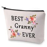 BLUPARK Granny Gift Grandma Birthday Gift Best Granny Ever Canvas Cosmetic Bag Mother's Day Gift for Grandma Travel Makeup Bag, BEST Granny EVER, Retro