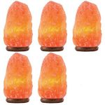 Malowal® Pack of 5 - Himalayan Rock Salt lamp 7 Inch with Wooden Base and an Extra Bulb for Positive Energy, vastu, fengshui, Healing, Peace, Harmony, Purification (Weight Approximately 2 kg)