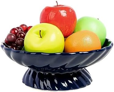 Nattol Cobalt Blue 9.5-Inch Ceramic Serving Plate, Decorative Fruits Bowl, Ceramic Centerpiece Fruits Tray, Ideal for Kitchen Counters, Farmhouses, Dining Table