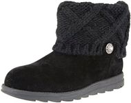 MUK LUKS Women's Patti Cable Cuff Boot (11 M US, Black/Black)