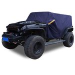 X AUTOHAUX SUV Cab Car Cover for Jeep Wrangler JK JL Hardtop 4 Door 2007-2021 Outdoor Sun Dust Snow Protection 210D Oxford with Driver Door Zipper Navy Blue