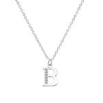 Kraven S925 Silver Initial Necklace Charm Necklace, Dainty Cubic Zirconia Letter Dainty Necklaces Jewelry Birthday Gifts for Women Girls (B)