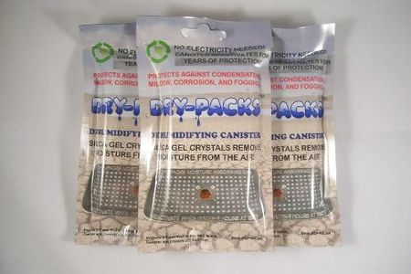 Dry-Packs 3 Pack of 40 Gram Aluminum Silica Gel Desiccant Canister Reuseable & Moisture Indicating Dehumidifier!