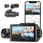 WOLFBOX i07 3 Channel Dash Cam for Car Built-in WiFi GPS, 1440P+1080P+1080P Triple Car Dash Camera with 3" LCD Screen,IR Night View, 24H Parking Monitor, 32GB Card Included