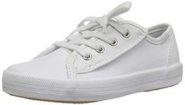 Keds Girls' Kickstart Core Jr. Sneaker, White Leather, 5.5 M US Toddler