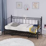 Panana 2 Styles Metal Bed Frame Day Bed 3ft Single Sofa Guest Bed Black/White New (Black, Style3 Daybed+Trundle)