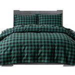 Elegant Comfort Soft 4-Piece 100% Turkish Cotton Flannel Sheet Set - Premium Quality, Deep Pocket Fitted Sheet, Ultra Soft, Cozy Warm and Anti-Pill Flannel Sheets - King, Buffalo Check Green