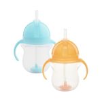 Munchkin Click Lock Tip & Sip Straw Cup Set, Baby Toddler Sippy Cups with Straw, BPA Free Leakproof Cup Dishwasher Safe Baby Cup Weighted Straw Childrens Baby Bottles -7oz/207ml, 2 pack, Blue/Orange