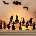 Incrizma 11 Pcs Halloween Tabletop Decoration Halloween Witch Decoration Halloween Fireplace Decorations Halloween Wooden Signs Halloween Wooden Table Decor for Home Table Fireplace Shelf Decor