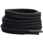 Handshop 2 Pairs Round Boots Shoe laces 4 mm Heavy Duty and Durable Hiking Work Boots Shoe Laces Black 140