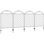 Outsunny Decorative Garden Fencing, 43in x 11.5ft Outdoor Picket Fence Panels, 4PCs Rustproof Metal Wire Landscape Flower Bed Border Edging Animal Barrier, Black