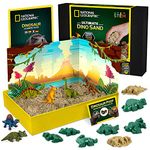 National Geographic Ultimate Dino Kinetic Sand Kids - Satisfying Kids Sand Toys With 6 Awesome Moulds And Figures | STEM Dinosaur Sand Children | Creative Toys Girls And Boys | 2lbs
