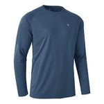 Rdruko Mens Long Sleeve Sport T Shirt Breathable Running Top Quick Dry Hiking Fishing Swimming Shirt Outdoor UV Sun Protection Tops Blue Grey S