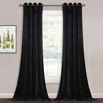 PONY DANCE Black Velvet Curtains - 1 Pair of Blackout Curtains Luxury Drapes Elegant Home Decor Window Curtains for Living Room/Bedroom, Eyelet Curtains 52x90