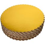 CHERRY 25-Pack 10 inch Sturdy Round Cake Boards, Gold Cardboard Cake Circles Plate Scalloped Base,Pack of 25 (Gold)