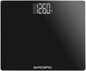 SmartHeart Wide Platform Digital Weight Scale | 551 lbs / 250 kg Capacity | Tempered Glass Auto-On | Quick, Accurate Body Weight Measurements | Measurement Modes: LBS, KG or ST